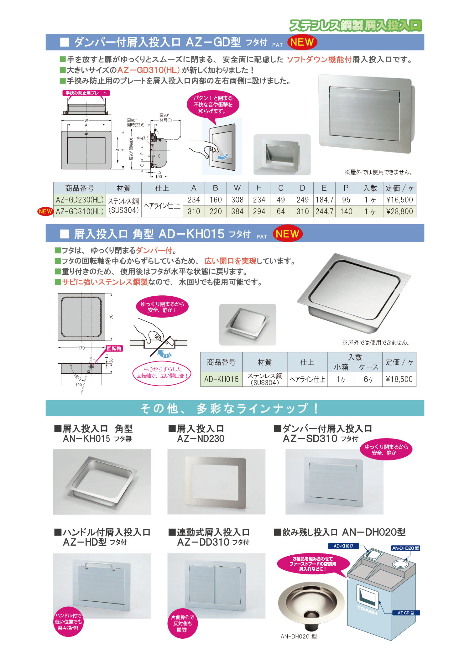 ステンレス鋼製 屑入投入口 | メーカー新製品 | 製品情報 | 株式会社 
